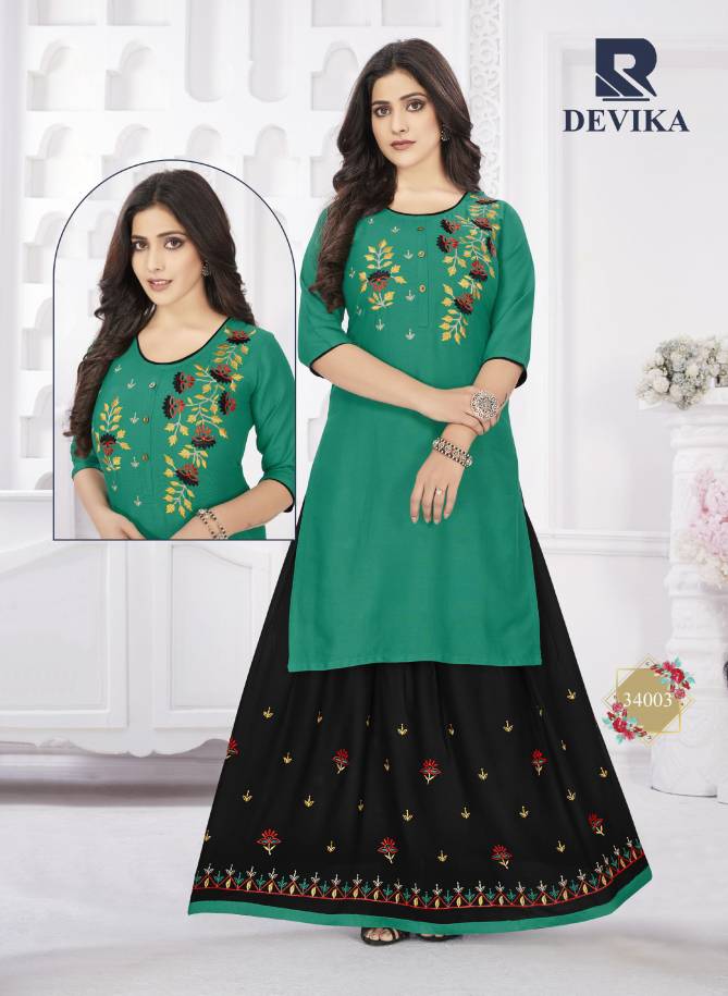 Raashi Devika Fancy Festive Wear Rayon Printed Top With Skirt Collection